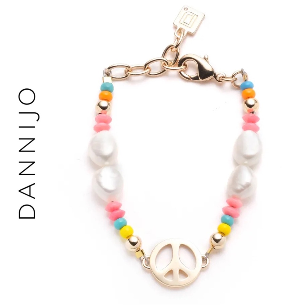 DANNIJO Garcia Peace Goldplated Pearl Beaded Bracelet NWT